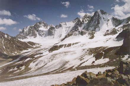 The view down from below the Korolyova pass.  Our trip had essentially
circumnaivigated these mountains.