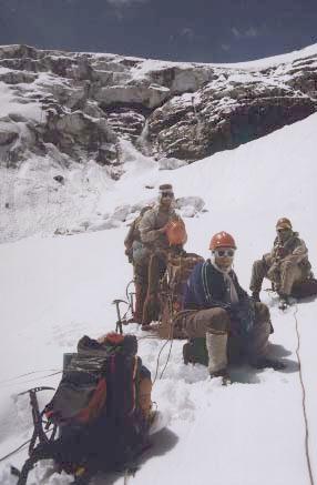 Preparing to ascend to the Ailanish pass (4500m) (A on map).  This was
one of the longest ascents, over two days.
